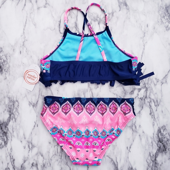 Bikini Top And Bottom Bathingsuit Fringe Multicolo - Picture 2 of 16